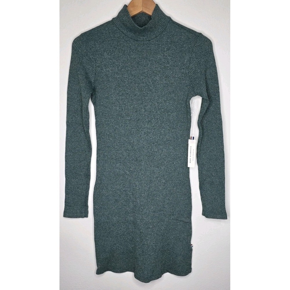 New Anthropologie Sol Angeles Sz XS Sweater Dress Mock Neck‎ Waffle Knit Bodycon